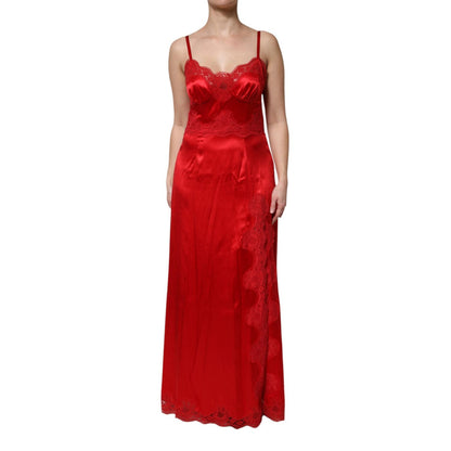 Dolce & Gabbana Red Silk Sleeveless Maxi Long Dress