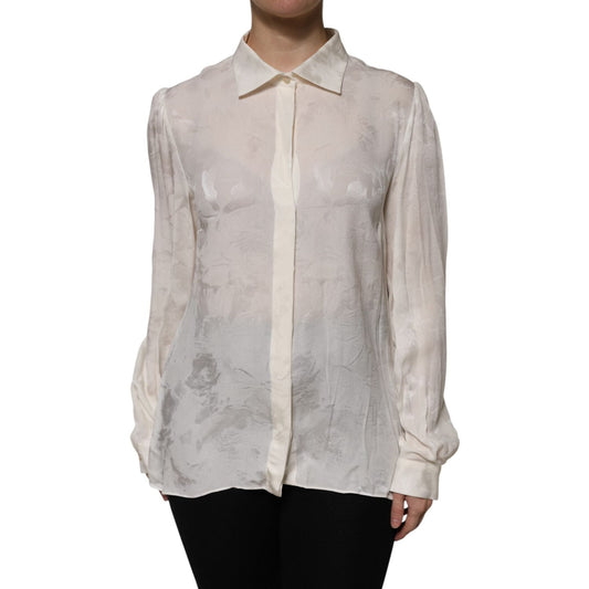 Dolce & Gabbana White Button Down Long Sleeves Blouse Top TSH906732-44