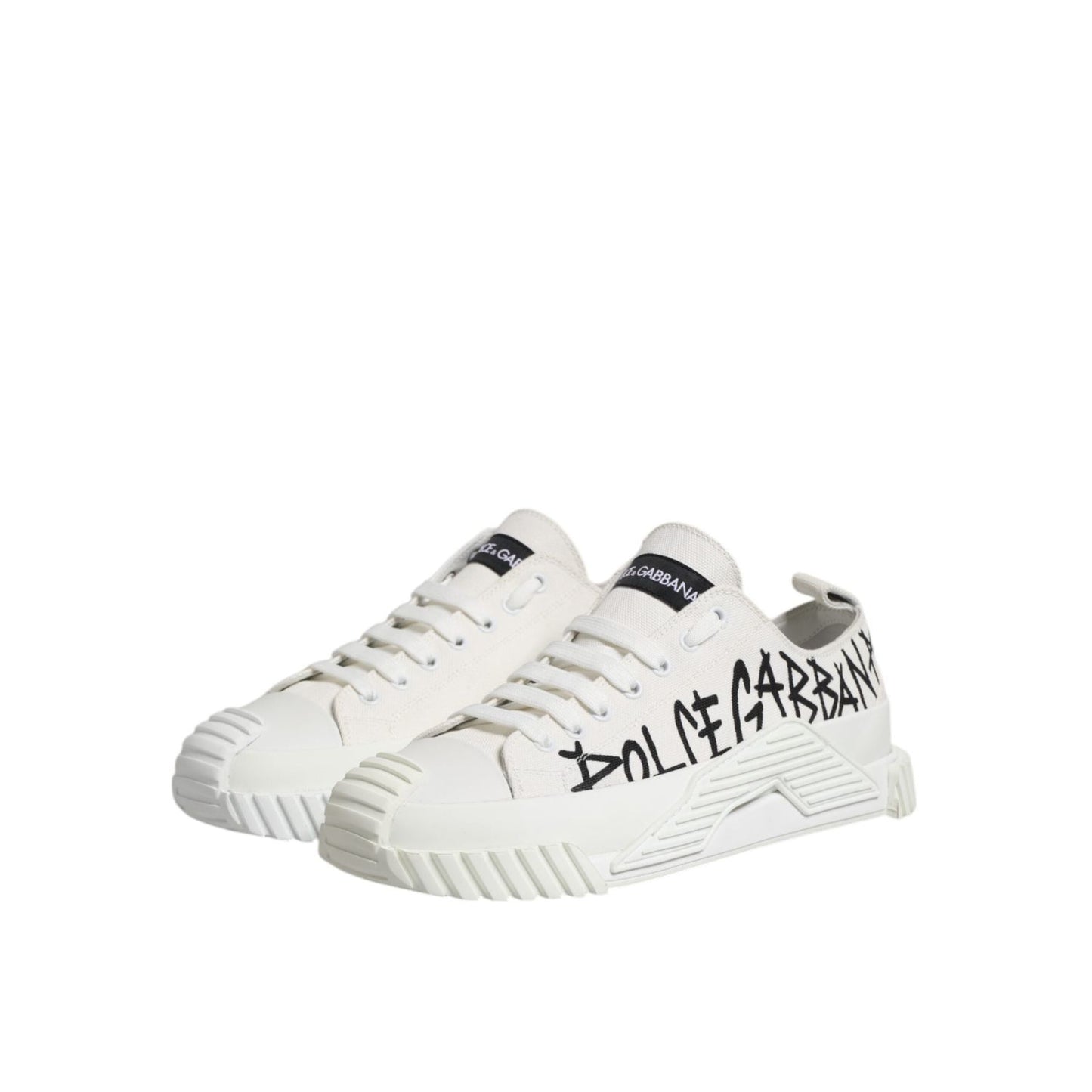 Dolce & Gabbana White Cotton NS1 Low Top Sneakers Shoes MV7259-43