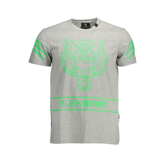 Plein Sport Gray Cotton Men T-Shirt PL-11179-XL-FBB-386