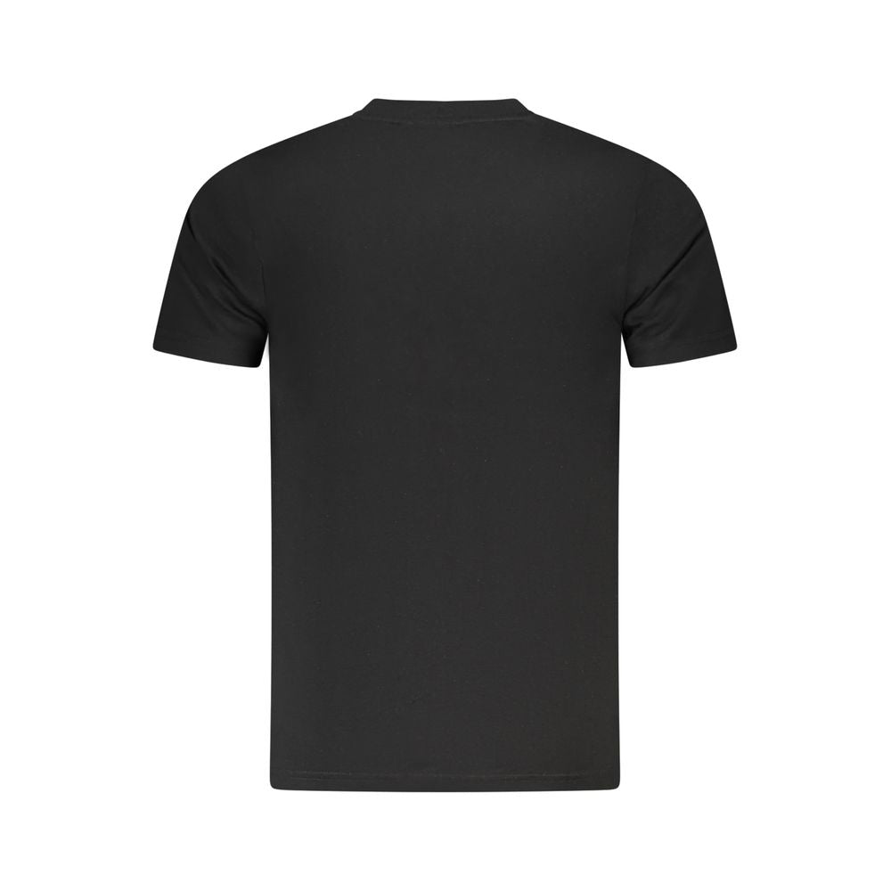 Back view of Cavalli Class Black Cotton Men T-Shirt showcasing sleek design.