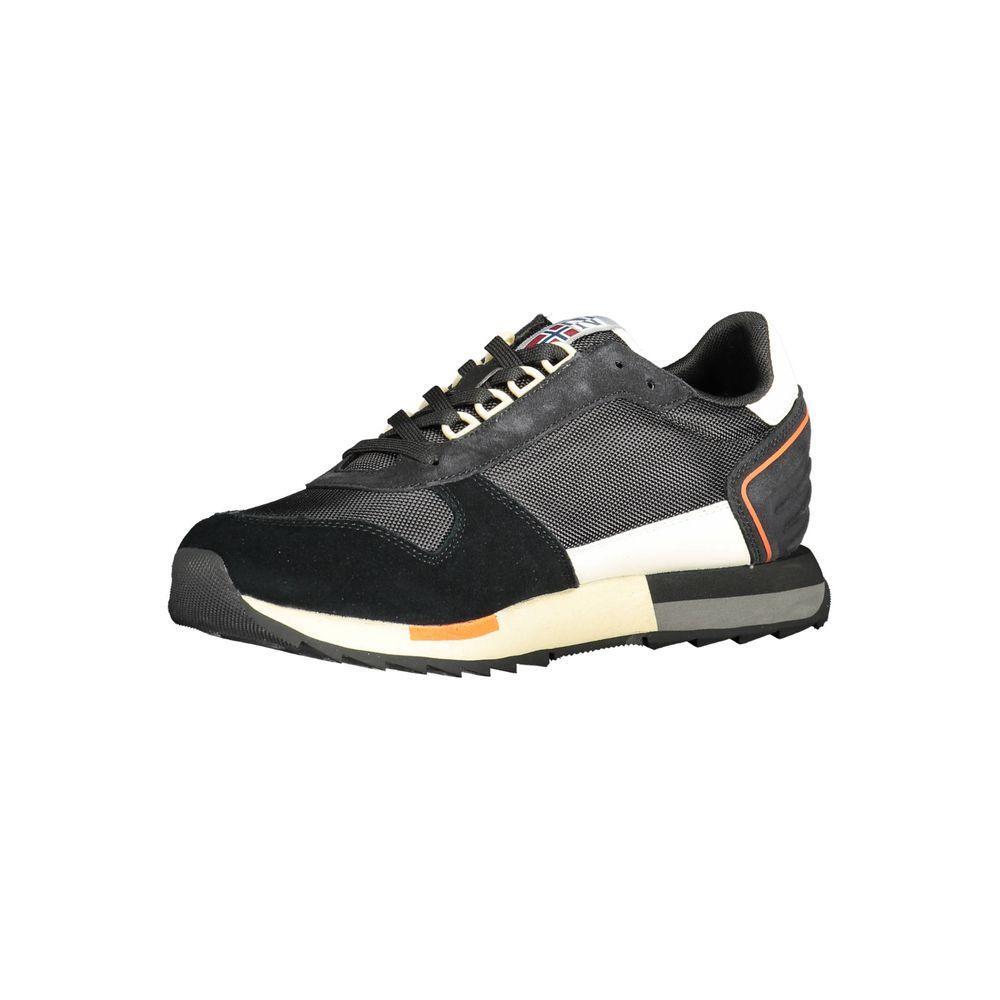 Napapijri Black Leather Men Sneaker NA-36968-EU43/US10