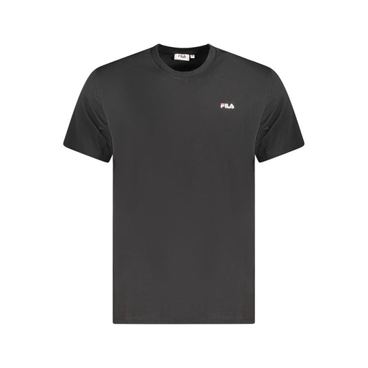 Fila Black Cotton Men T-Shirt with iconic logo, crafted from 100% organic cotton for comfort and style. Regular fit classic crew neck tee.