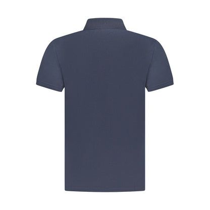 Back view of Timberland Blue Cotton Men Polo Shirt with short sleeves and classic design.
