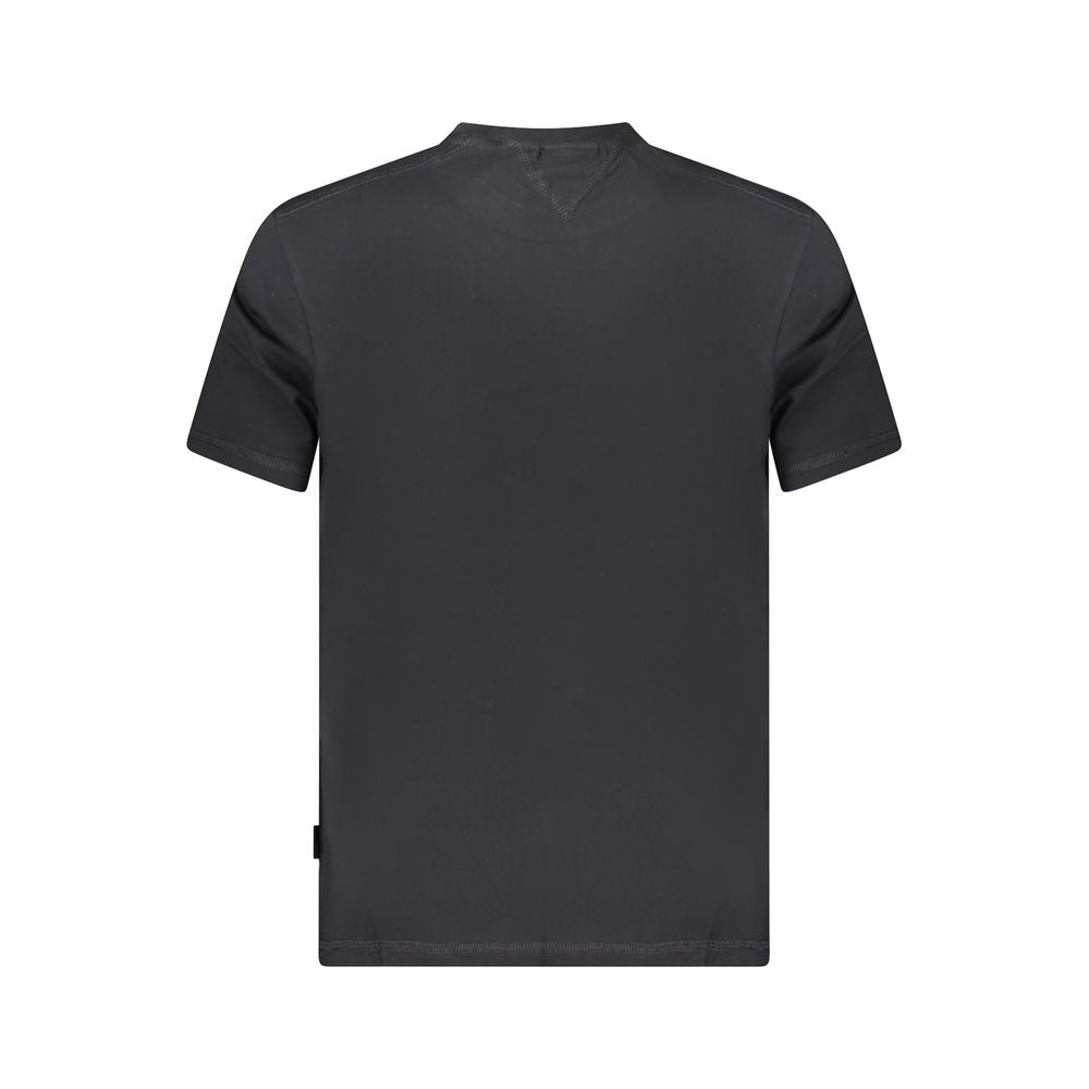 Napapijri Black Cotton Men T-Shirt, back view showcasing eco-friendly short sleeve design in sleek black, crafted from 100% organic cotton.