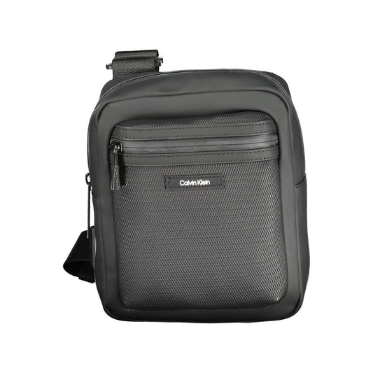 Calvin Klein Black Polyester Men Shoulder Bag with zip closure and adjustable strap, showcasing chic and functional design.