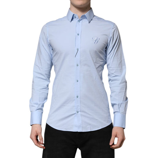 Dolce & Gabbana Sky Blue Cotton GOLD Long Sleeves Dress Shirt TSH906776-39