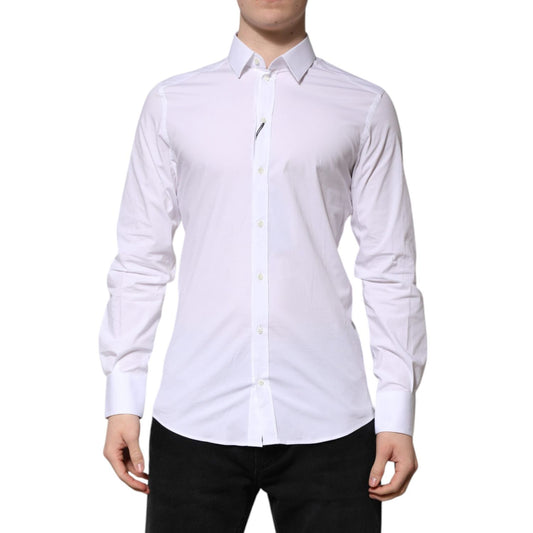 Dolce & Gabbana White Cotton GOLD Long Sleeve Men Dress Shirt TSH906933-39