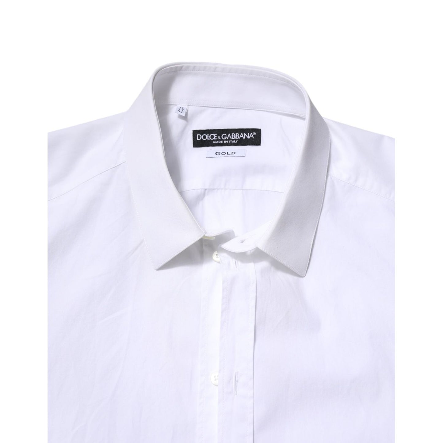 Dolce & Gabbana White Cotton GOLD Long Sleeves Dress Shirt