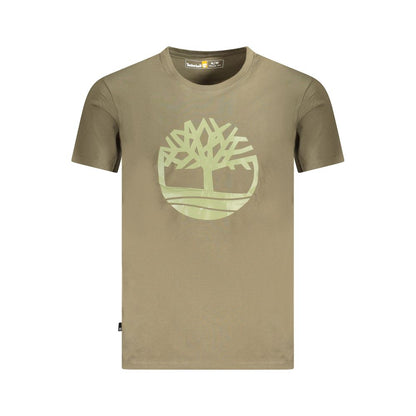 Timberland Green Cotton T-Shirt - Short sleeve, regular fit, crew neck with logo print on front.