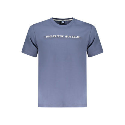 North Sails Blue Cotton Men T-Shirt with logo on front, crew neck design.