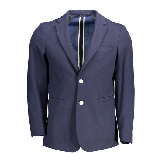 Gant Blue Cotton Men Jacket with modern 2-button closure showcasing sleek style. Perfect for elevating any wardrobe.