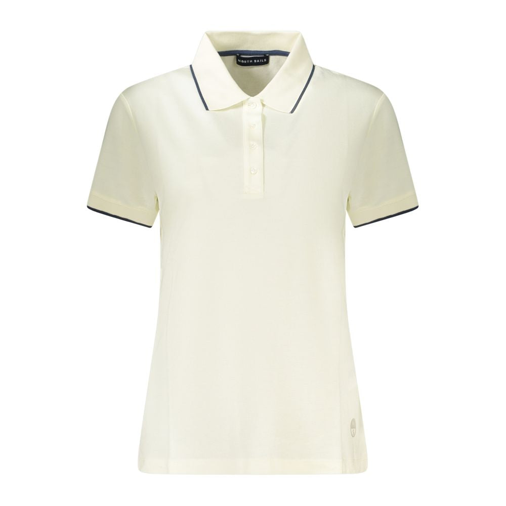 North Sails White Cotton Women Polo Shirt with 4-button design and contrasting details.