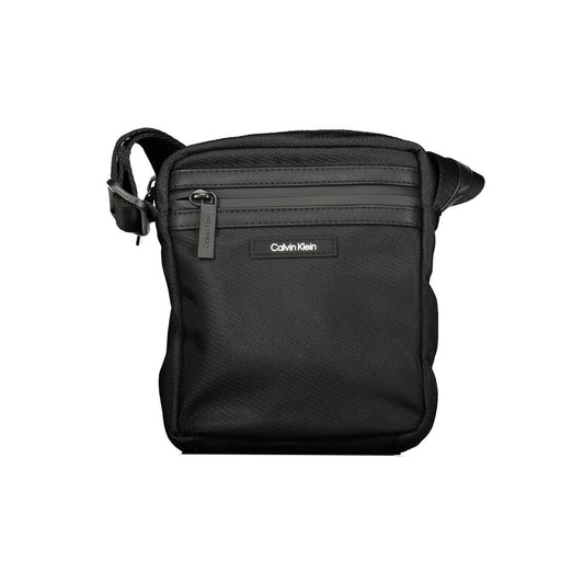 Calvin Klein Black Polyester Men Shoulder Bag with adjustable straps, external pockets, and zip closure for sleek style and functionality.