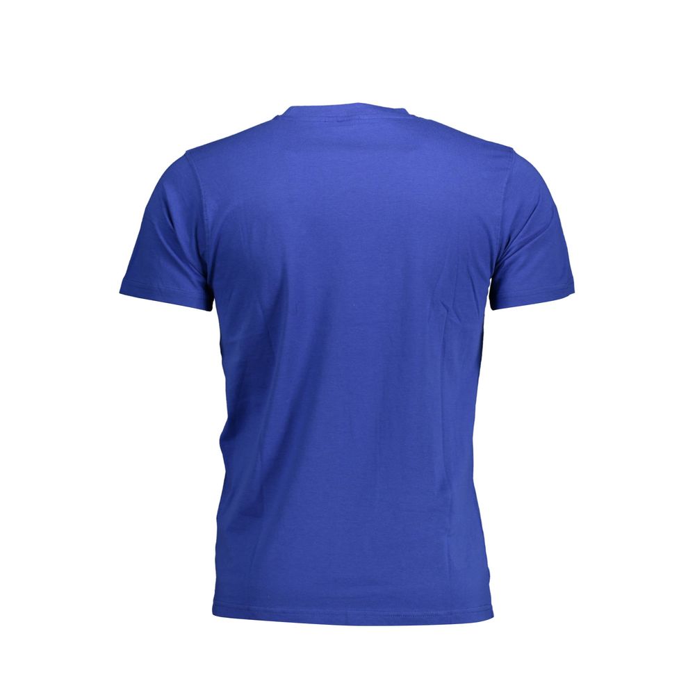 Back view of Sergio Tacchini Blue Cotton Men T-Shirt showcasing crew neck design and premium cotton fabric.