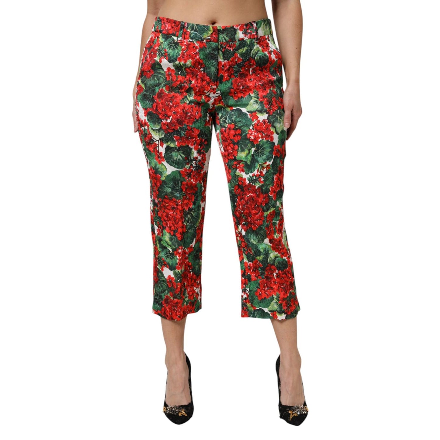 Dolce & Gabbana Multicolor Floral Print Cropped Pants