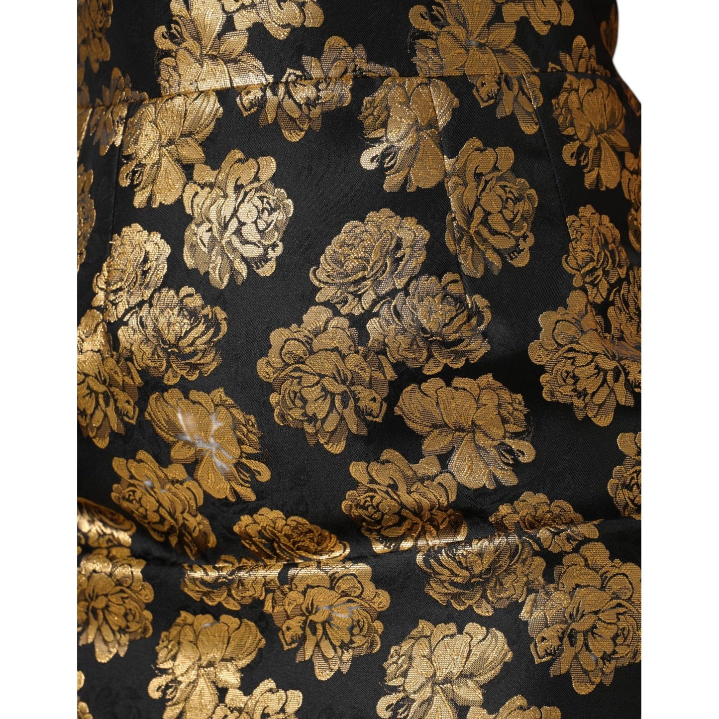 Dolce & Gabbana Black Gold Floral Print Jacquard Mini Skirt
