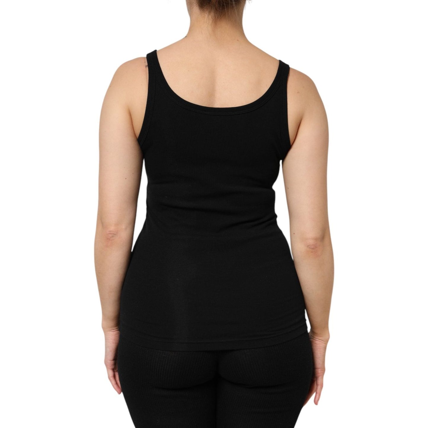 Dolce & Gabbana Black Cotton Stretch Sleeveless Women Tank Top THS90386-2