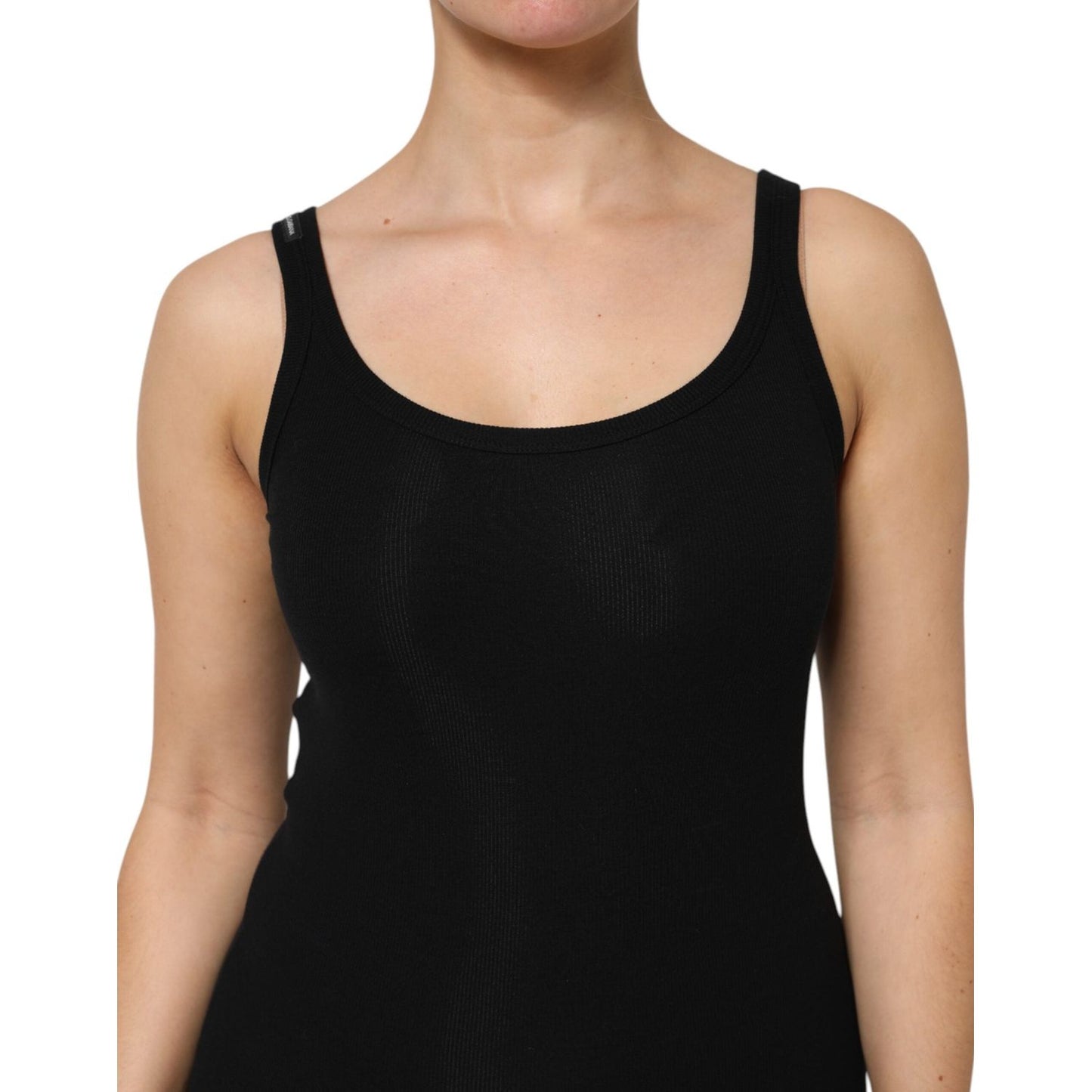 Dolce & Gabbana Black Cotton Stretch Sleeveless Women Tank Top THS90386-2
