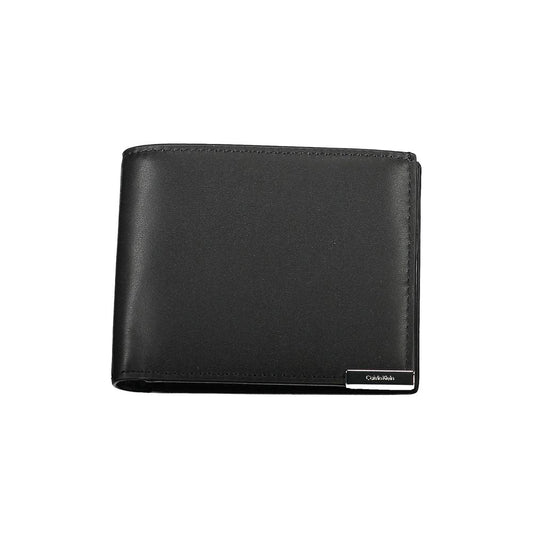 Calvin Klein Black Polyethylene Men Wallet with RFID blocking, sleek design, dual compartments, and luxury style for modern men.