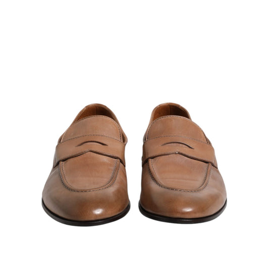 Brunello Cucinelli Brown Leather Loafer Dress Shoes