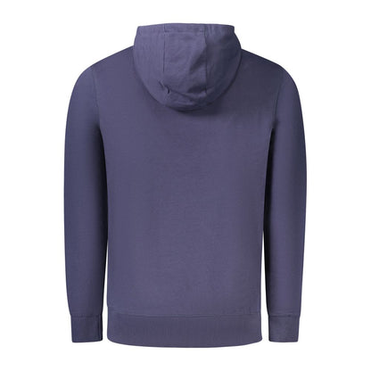 Back view of North Sails Blue Cotton Men Sweater with hood.