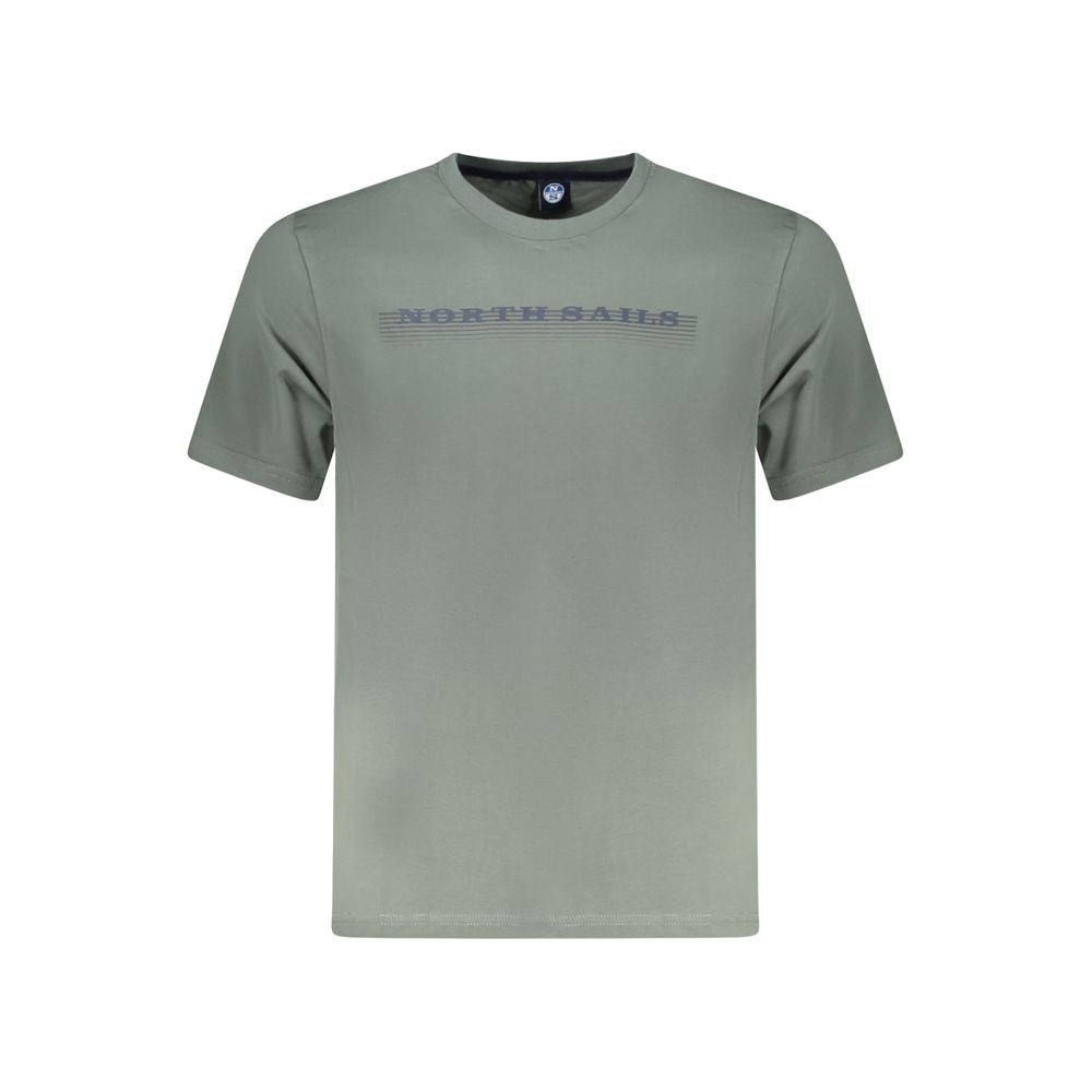 North Sails Green Cotton Men T-Shirt with logo print, crew neck, short sleeves, premium cotton fabric.