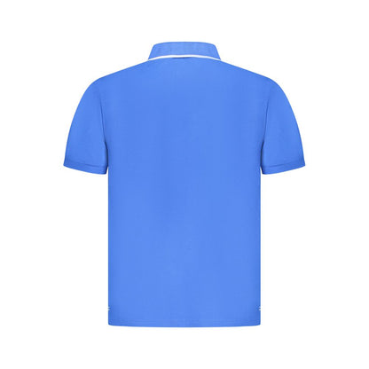 Rear view of North Sails Blue Cotton Men Polo Shirt showcasing its sleek design and contrasting details.