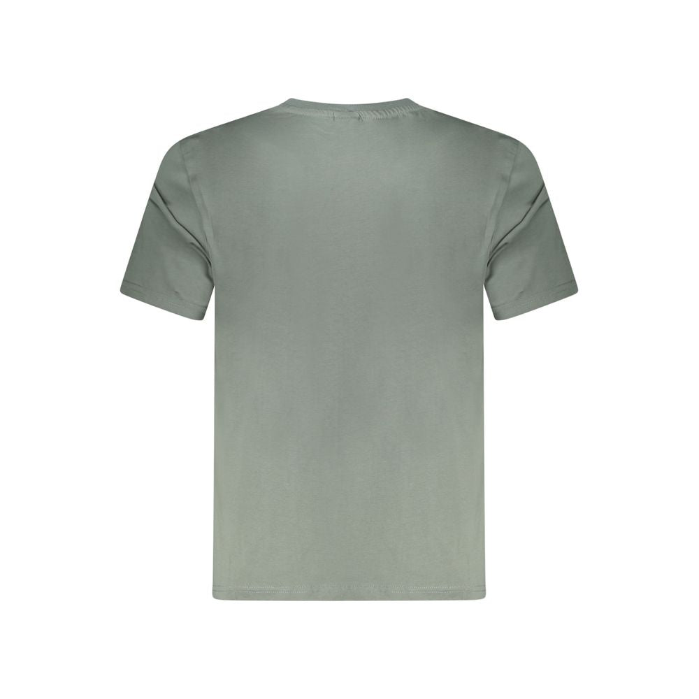 Back view of North Sails Green Cotton Men T-Shirt featuring short sleeves and crew neck design, ensuring style and comfort.