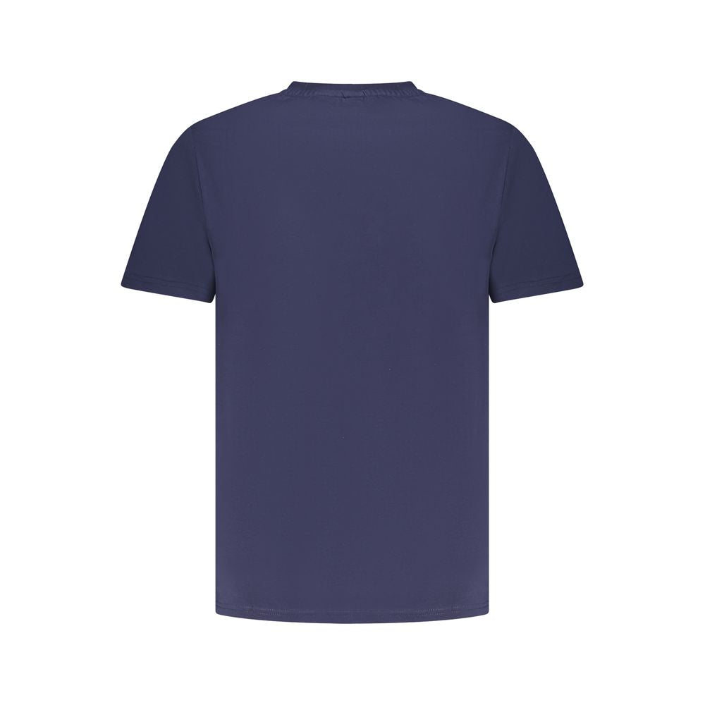 Back view of North Sails Blue Cotton Men T-Shirt, showcasing short sleeves and ocean-inspired blue color.
