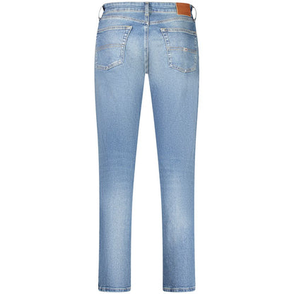 Tommy Hilfiger Blue Cotton Men Jeans back view showcasing washed effect and slim fit.