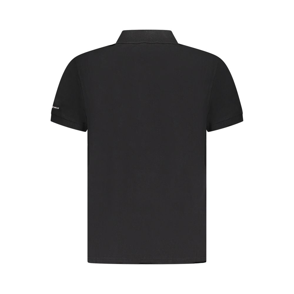 Back view of Trussardi Black Cotton Men Polo Shirt featuring short sleeves and classic design