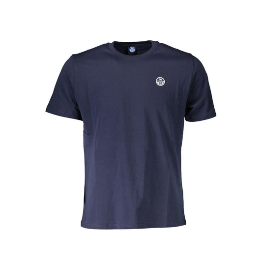 North Sails Blue Cotton Men T-Shirt with logo, short sleeve, crew neck, sea-inspired style