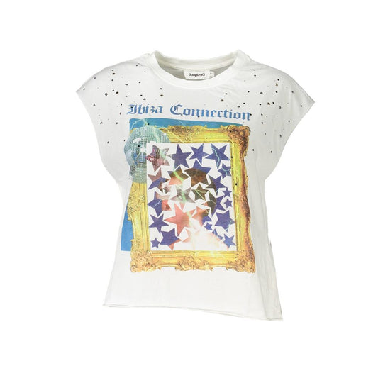 Desigual White Cotton T-Shirt