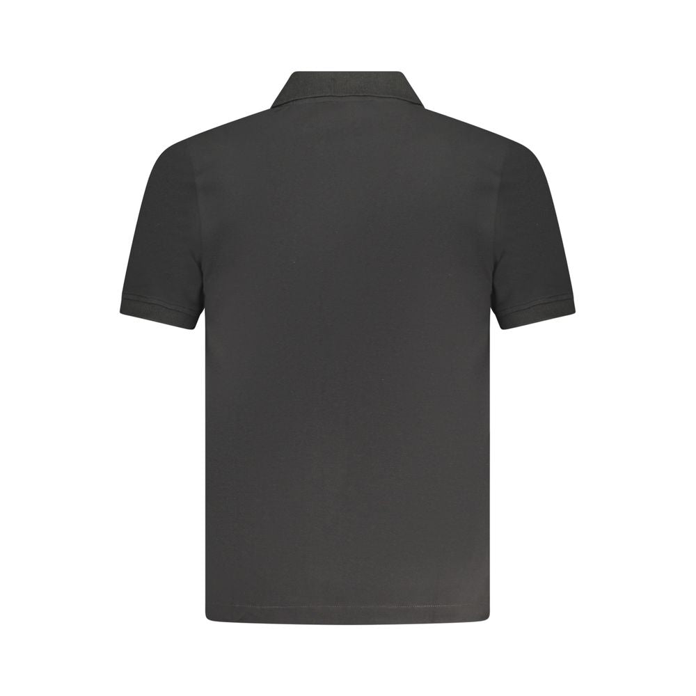 K-WAY Black Cotton Polo Shirt - Short sleeve, 2 buttons, with logo application