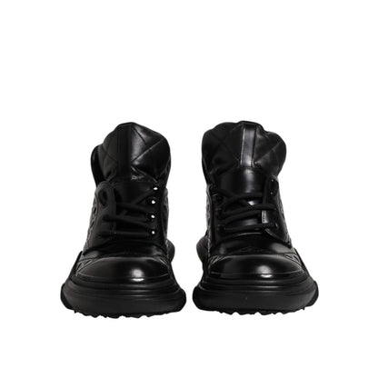 Dolce & Gabbana Black Leather Casual Mens Ankle Boots Shoes