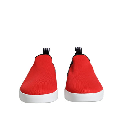 Dolce & Gabbana Red Logo Low Top Slip On Men Sneakers Shoes