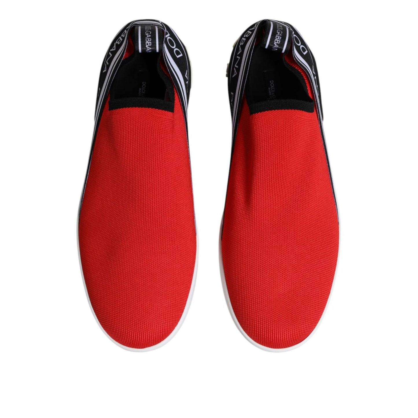 Dolce & Gabbana Red Logo Low Top Slip On Men Sneakers Shoes