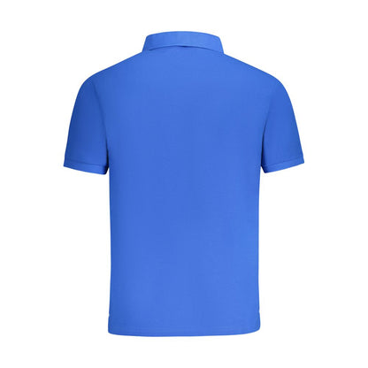 North Sails Blue Cotton Men Polo Shirt in vibrant blue, back view showcasing short sleeves and premium cotton material.