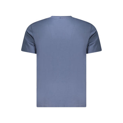 Back view of North Sails Blue Cotton Men T-Shirt in breathable fabric, showcasing casual chic style.