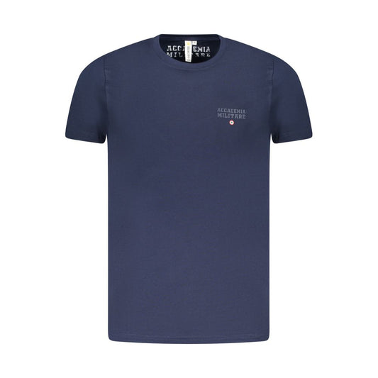 Accademia Militare Blue Cotton T-Shirt featuring crew neck and small academy print logo.