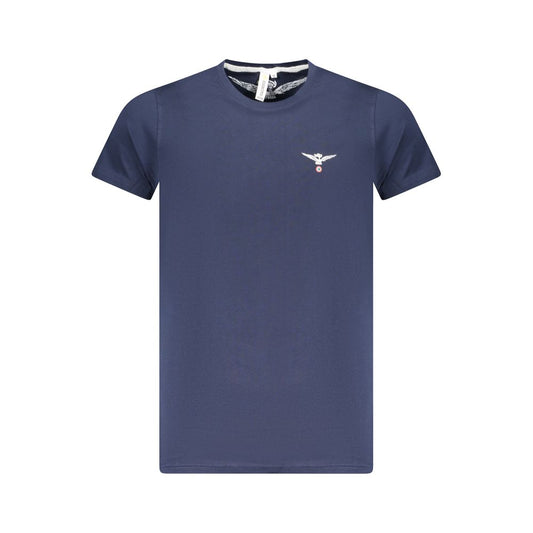 Accademia Militare Blue Cotton T-Shirt with eagle ball print and crew neck design