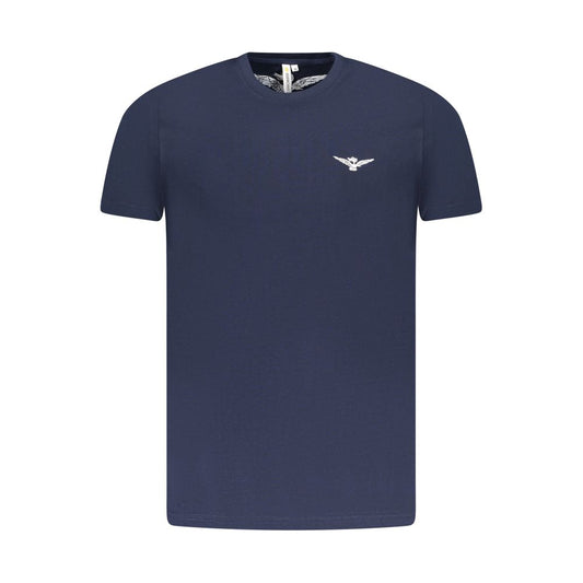 Accademia Militare Blue Cotton T-Shirt with short sleeves, crew neck, eagle print, and logo on front.