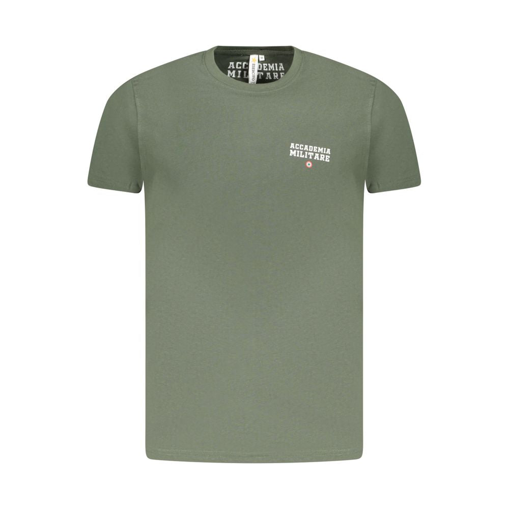 Accademia Militare Green Cotton T-Shirt, short sleeve, crew neck with logo print