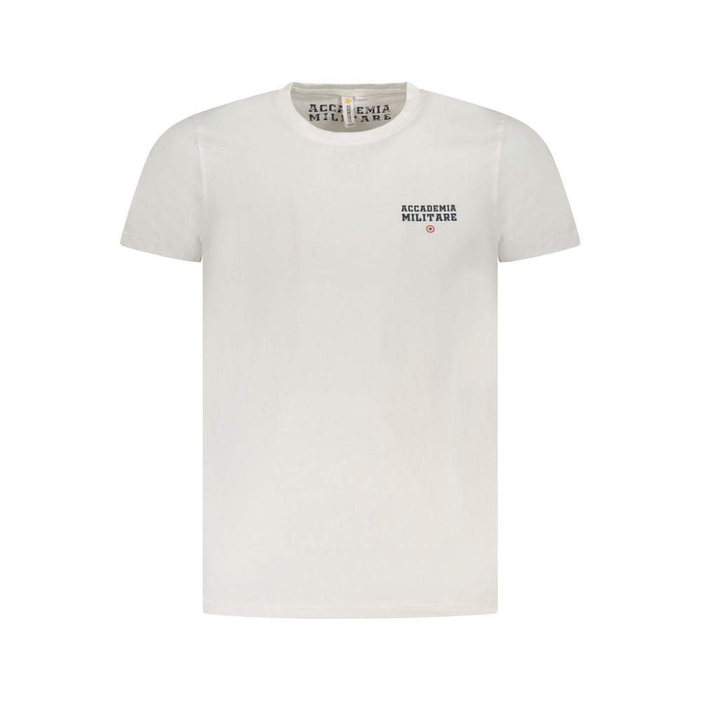 Accademia Militare White Cotton T-Shirt with small academy logo, short sleeves, and crew neck.