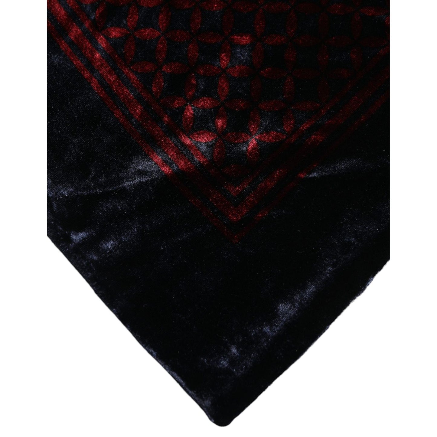 Dolce & Gabbana Black Red Viscose Square Men Foulard Scarf