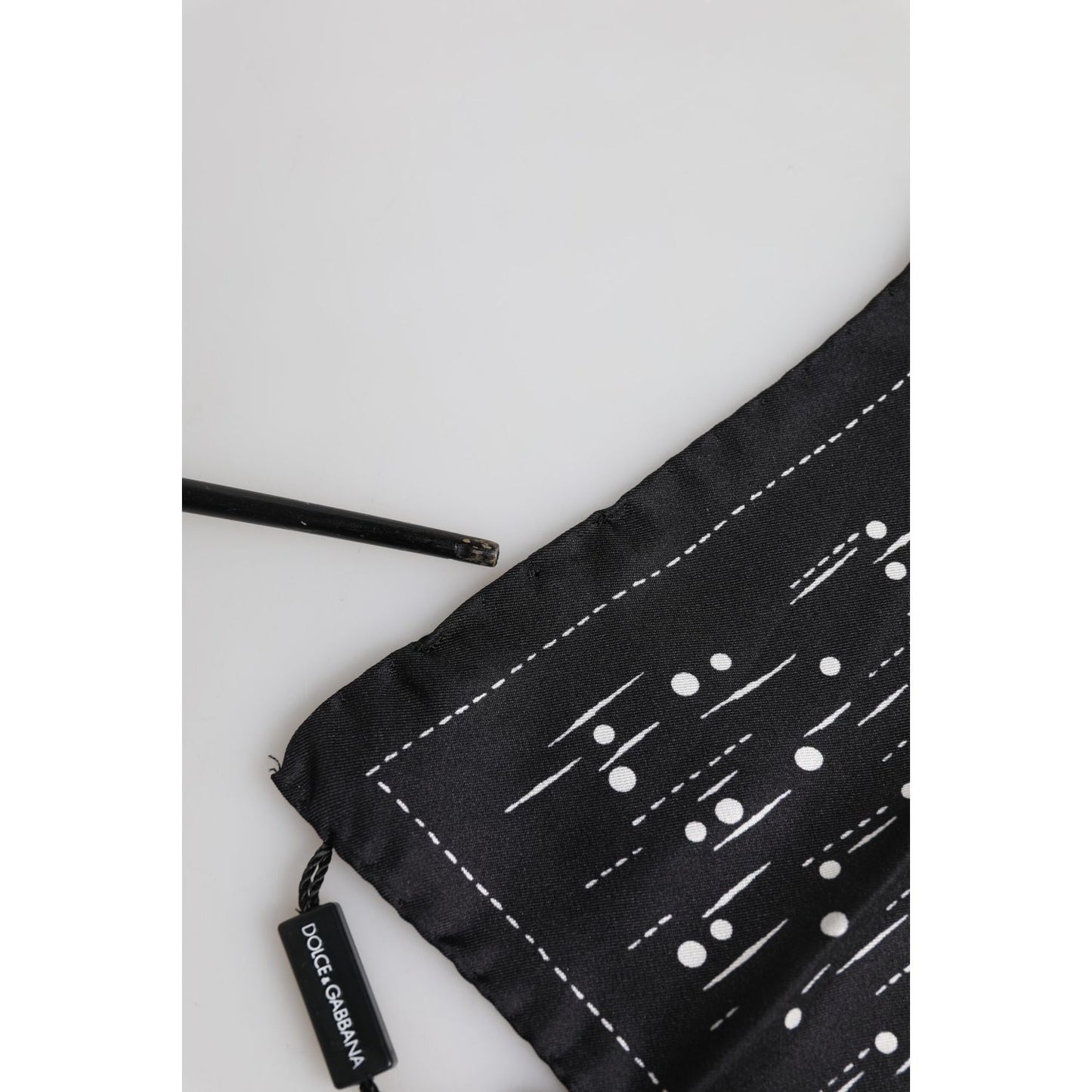 Dolce & Gabbana Black White Printed Square Men Foulard Scarf