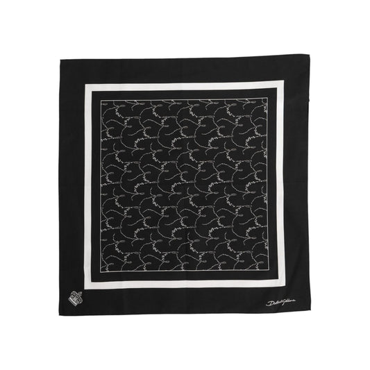 Dolce & Gabbana Black White Printed Square Foulard Scarf