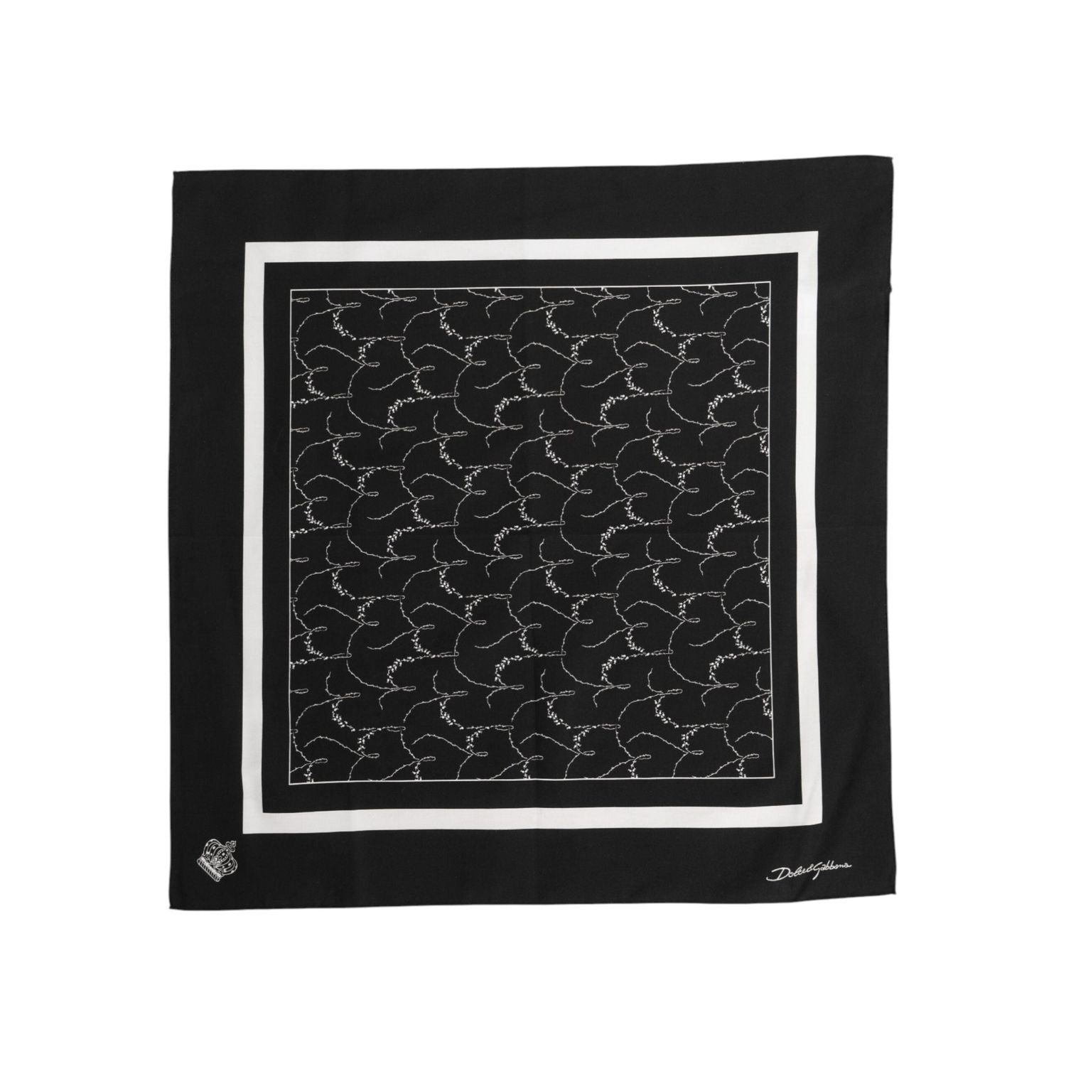 Dolce & Gabbana Black White Printed Square Foulard Scarf