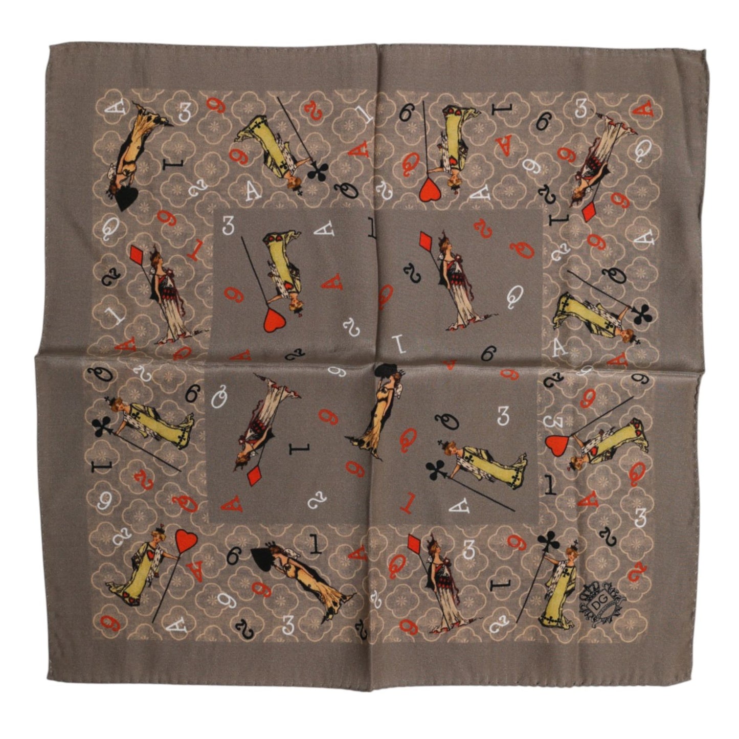 Dolce & Gabbana Brown Silk Printed Square Men Foulard Scarf